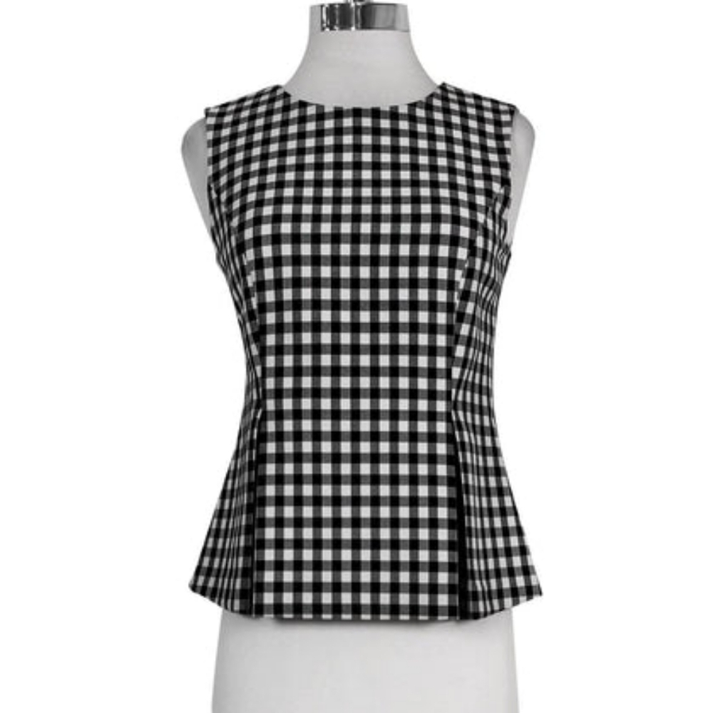 NWOT, Diane Von Furstenberg | Monochrome Gingham Plaid Sleeveless Top
